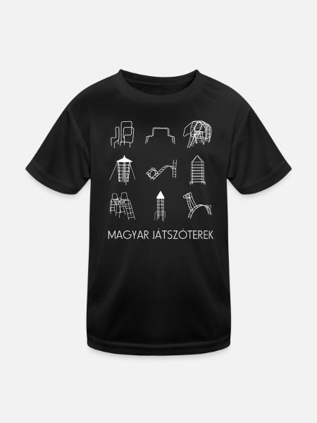 Ungarische Klettergerüste - Kinder Funktions-T-Shirt - Schwarz - Vorne