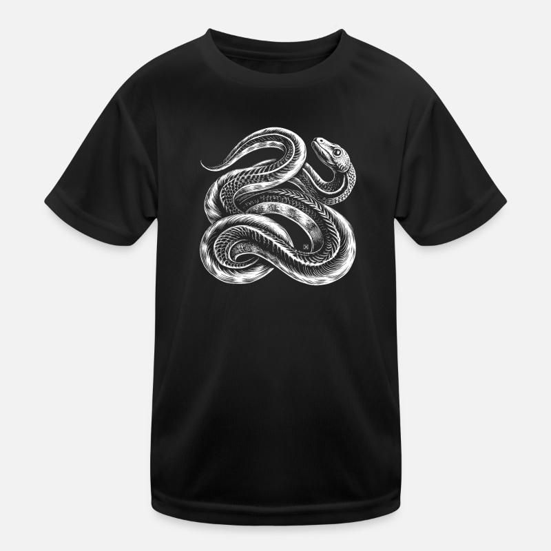 White Entwined Snake - Kids Functional T-Shirt - black