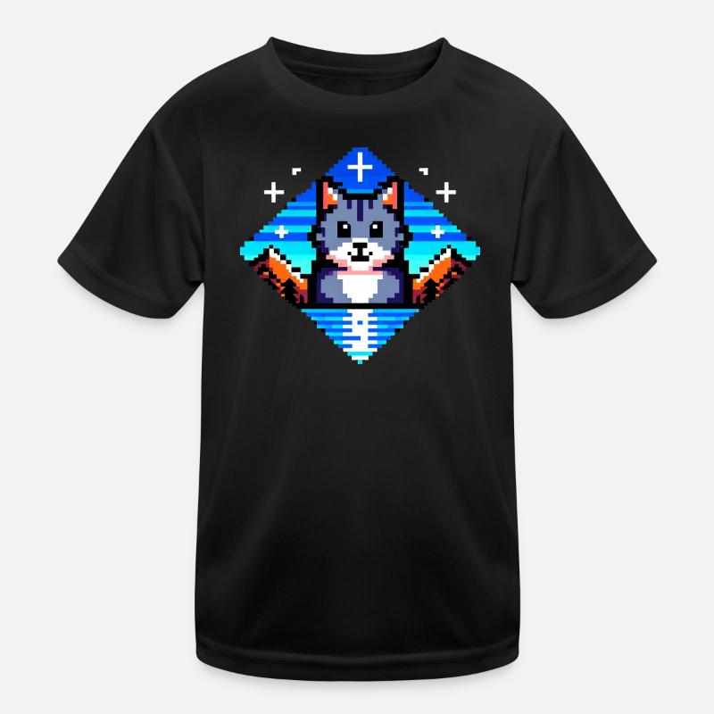 Pixel Cat Kinder Funktions-T-Shirt