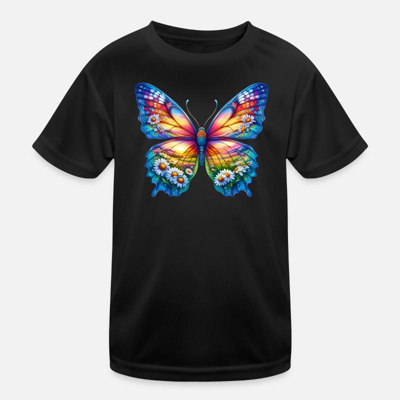 Butterfly flowers daisy daisies Kids Functional T-Shirt