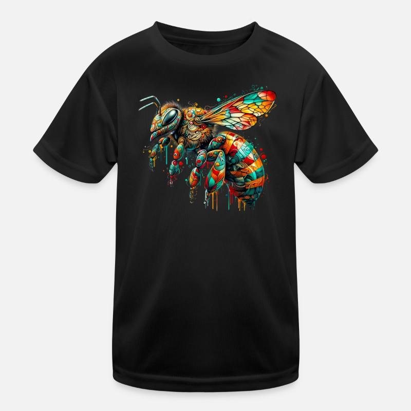 Biene - Kinder Funktions-T-Shirt - Schwarz