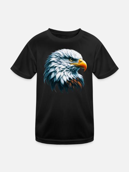 Adler - Kinder Funktions-T-Shirt - Schwarz - Vorne