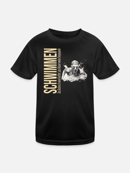 Das Becken ist mein Kraftort - Schwimmen - Kinder Funktions-T-Shirt - Schwarz - Vorne
