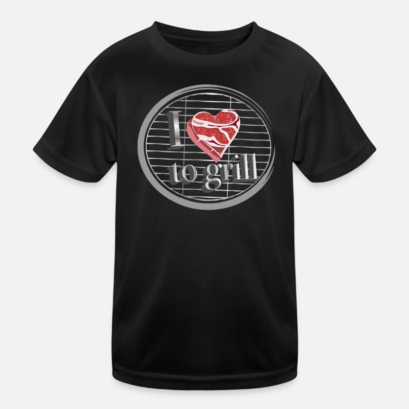 Meat as a heart on the grill - love for grilling Kids Functional T-Shirt