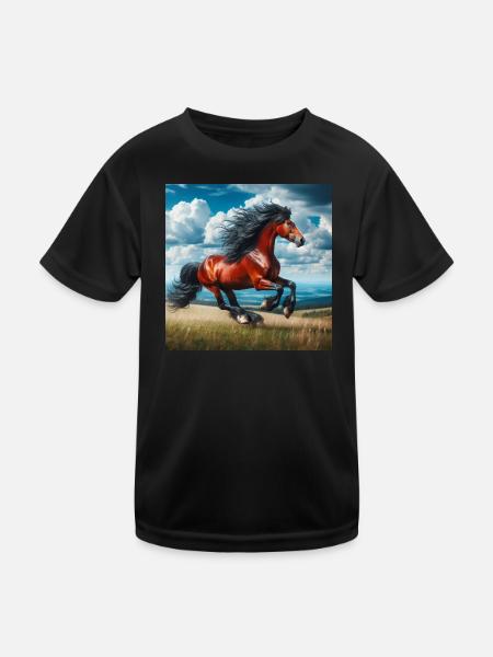 Galloping horse - Kids Functional T-Shirt - black - Front
