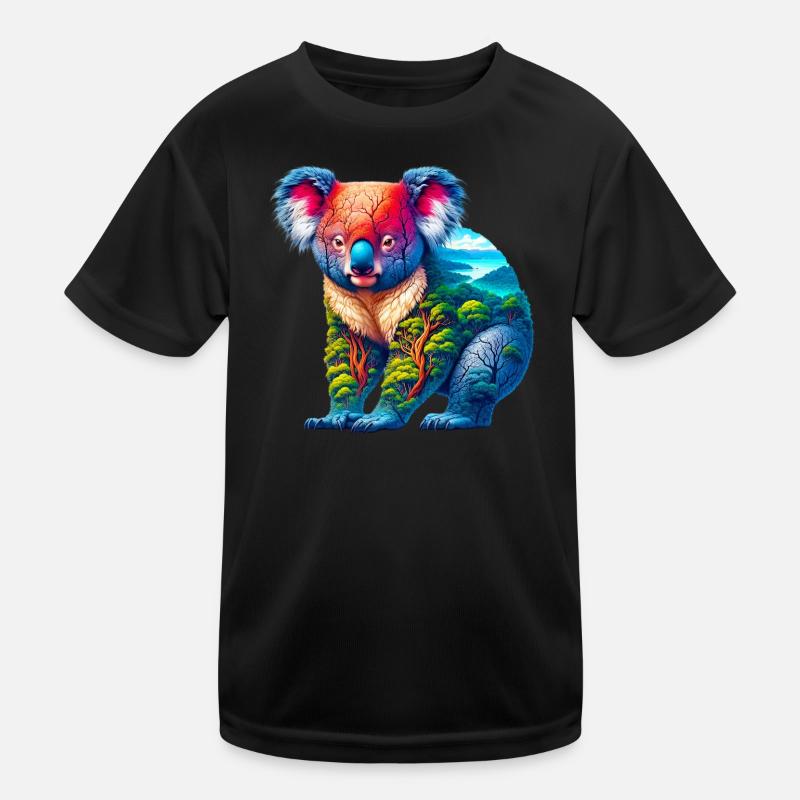 Koala - Kinder Funktions-T-Shirt - Schwarz