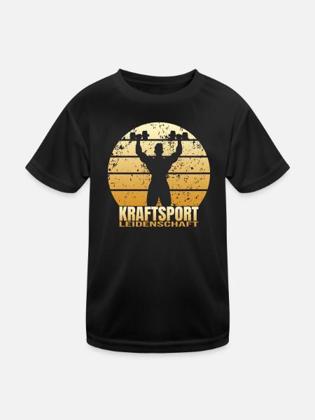 Kraftsport Leidenschaft - Kinder Funktions-T-Shirt - Schwarz - Vorne