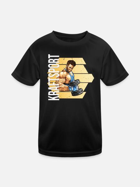 Kraftsport - Kinder Funktions-T-Shirt - Schwarz - Vorne