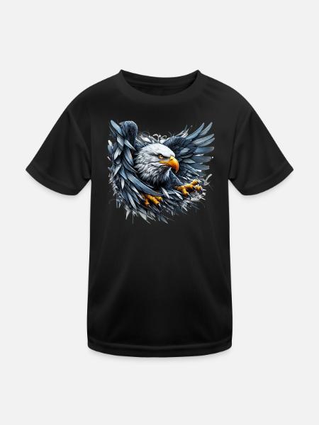 Adler - Kinder Funktions-T-Shirt - Schwarz - Vorne