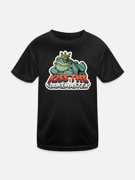 Kiss the Gamemaster Frog RPG Shirt - Kids Functional T-Shirt - black - Front