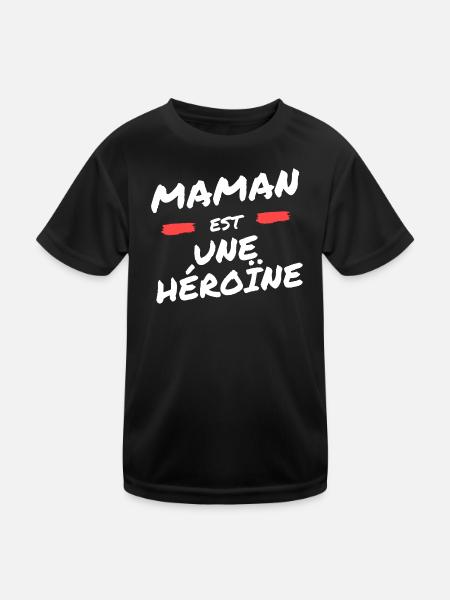 Homage aux Mamans Héroïnes - T-shirt sport Enfant - noir - Devant