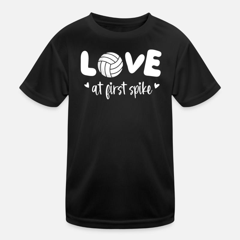 Love at First Spike Funny Volleyball Kids Functional T-Shirt