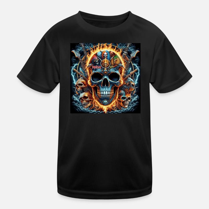 Heavy Metal Schädel Kinder Funktions-T-Shirt