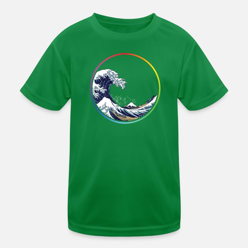Rainbow Wave Circle Kids Functional T-Shirt