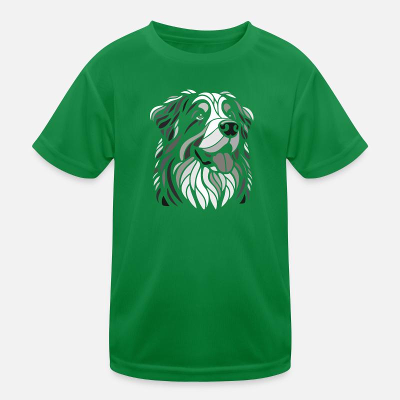 Berner Sennenhund Kopf Schwarz-Weiß Kinder Funktions-T-Shirt