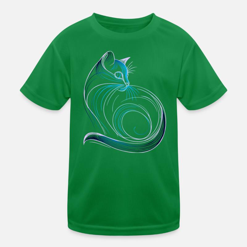 Cat style minimalist gradient blue Kids Functional T-Shirt