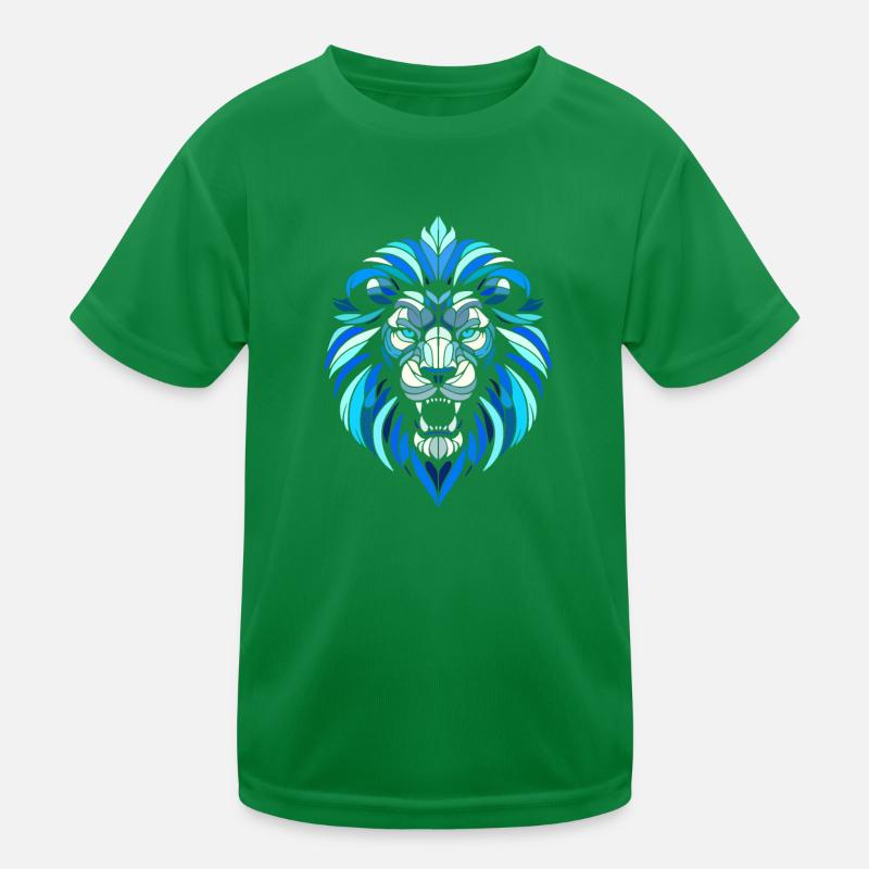 blue lion head, geometric patterns, polygons Kids Functional T-Shirt