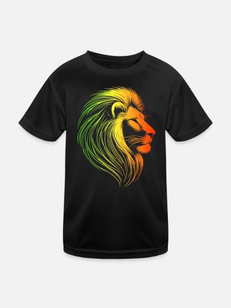 Conquering lion rasta, rastafari, jamaïque, juda - T-shirt sport Enfant - noir