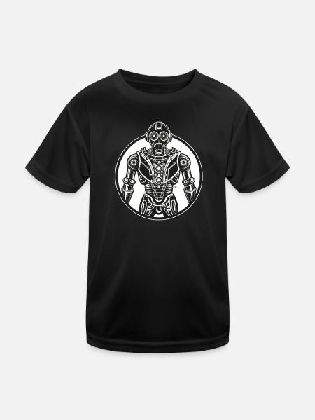 Robot Retro Circular - Kids Functional T-Shirt - black - Front