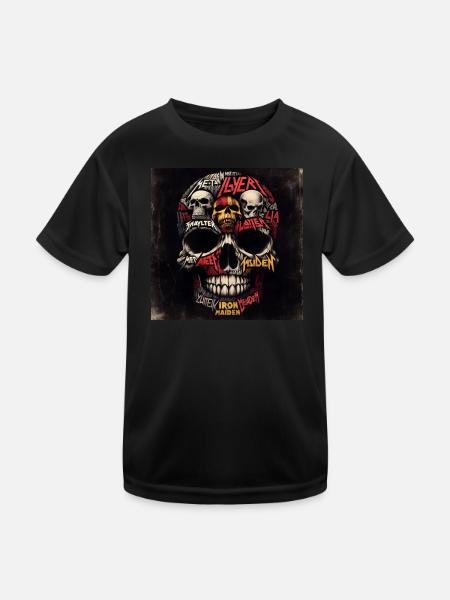 Heavy metal skull - Kids Functional T-Shirt - black - Front