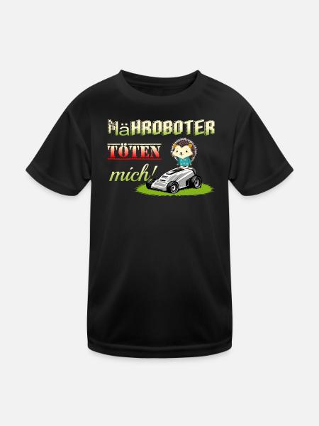 Mähroboter Töten Igel - Kinder Funktions-T-Shirt - Schwarz - Vorne