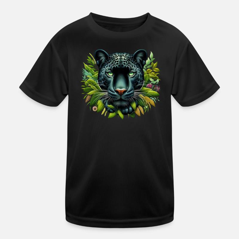 Panther - Kinder Funktions-T-Shirt - Schwarz