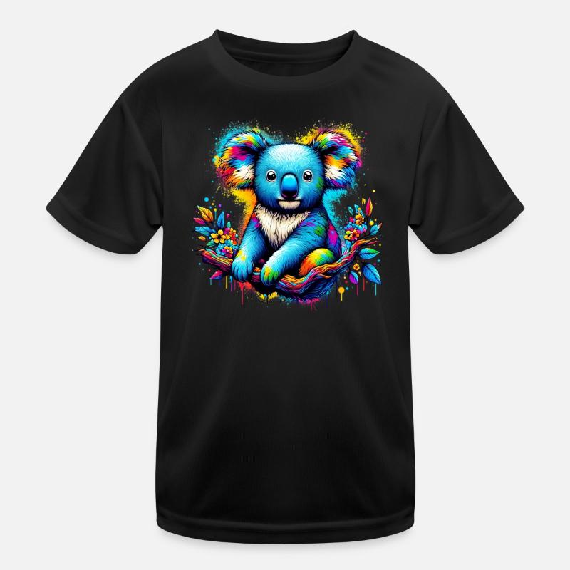 Koala - Kinder Funktions-T-Shirt - Schwarz