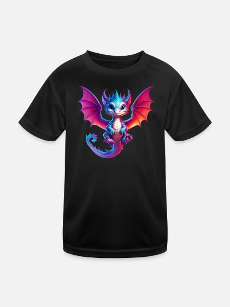 Drache - Kinder Funktions-T-Shirt - Schwarz