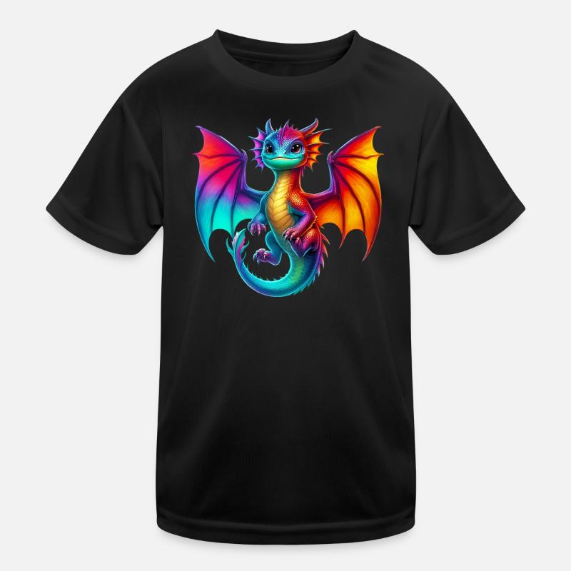 Drache - Kinder Funktions-T-Shirt - Schwarz