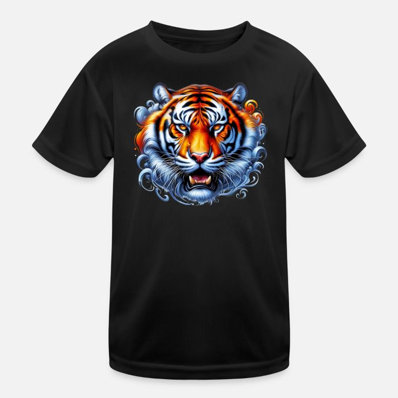 Tiger - Kinder Funktions-T-Shirt - Schwarz