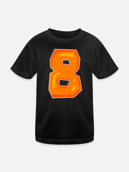 Number 8 Number Eight Motif - Kids Functional T-Shirt - black - Front