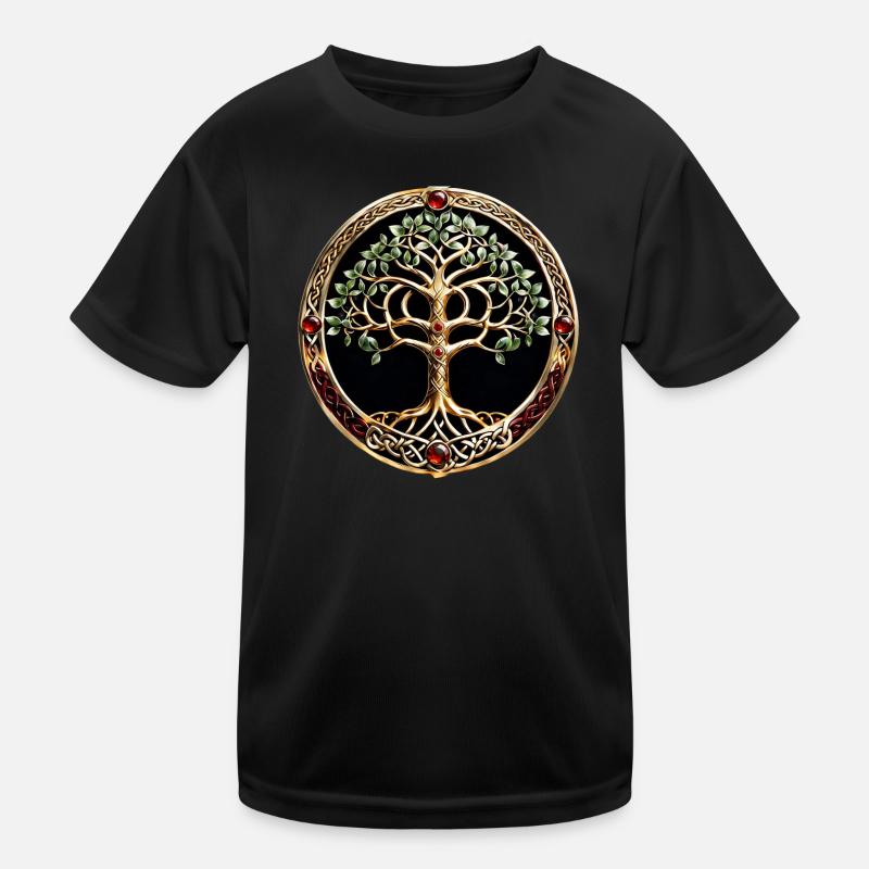 Eleganter und edler Lebensbaum mit keltischem Knoten. Kinder Funktions-T-Shirt