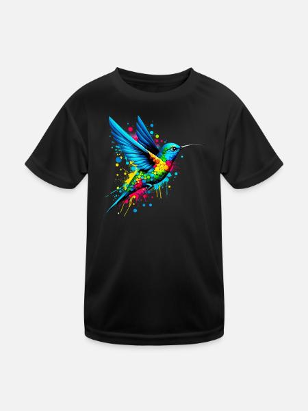 Kolibri - Kinder Funktions-T-Shirt - Schwarz - Vorne