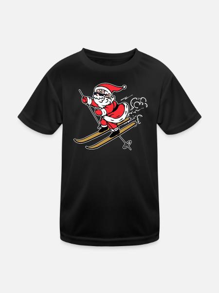 Schifahren Wintersport Skiurlaub Eishockey Schnee - Kinder Funktions-T-Shirt - Schwarz - Vorne
