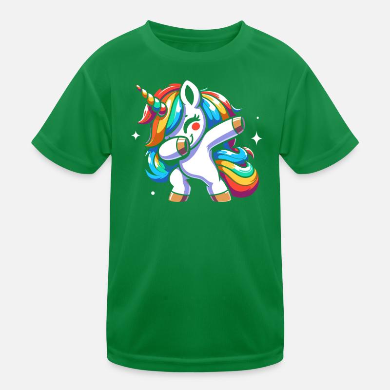Dabbing Einhorn – Farbenfrohes, Lustiges Design Kinder Funktions-T-Shirt