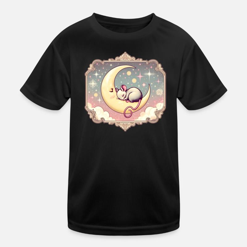 souris endormie paisiblement, sur un croissant de lune T-shirt sport Enfant