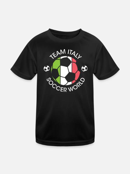 Team Italy Football Championship Tournament Logo - Kids Functional T-Shirt - black - Front
