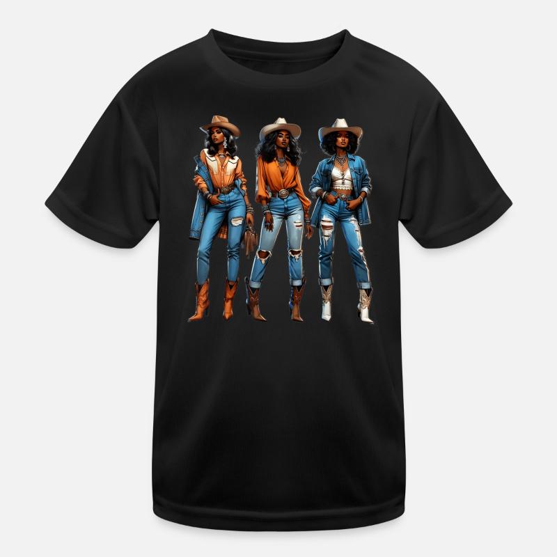 Schwarzes Mädchen Western Rodeo Juneteenth Texas Kinder Funktions-T-Shirt