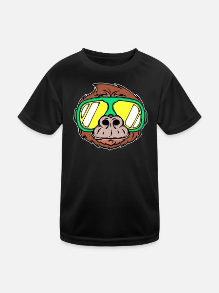 Skiurlaub Wintersport Schnee Winter Skifahrer - Kinder Funktions-T-Shirt - Schwarz - Vorne