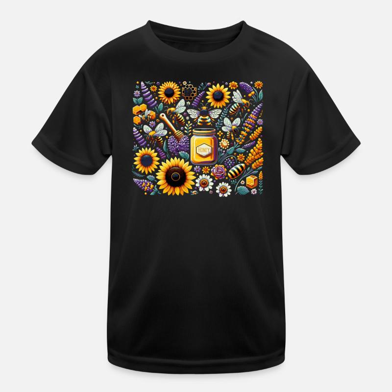Vibrant, colorful artwork with bees Kids Functional T-Shirt