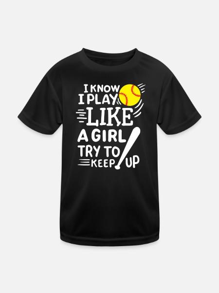 Softball Softball-Spieler - Kinder Funktions-T-Shirt - Schwarz - Vorne