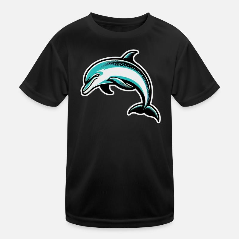 Delfin - Kinder Funktions-T-Shirt - Schwarz