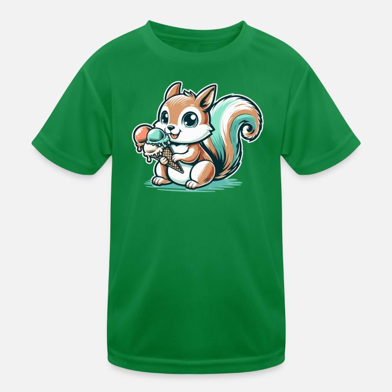 Niedliches Cartoon-Eichhörnchen mit Eiscreme Kinder Funktions-T-Shirt
