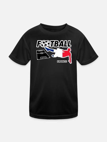 Fußball Fieber Frankreich - Kinder Funktions-T-Shirt - Schwarz - Vorne