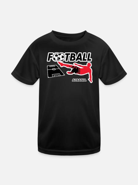 Fußball Fieber Albanien - Kinder Funktions-T-Shirt - Schwarz - Vorne