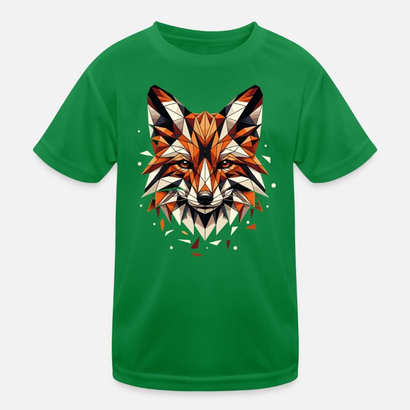 Colorful, geometric fox head polygon motif Kids Functional T-Shirt