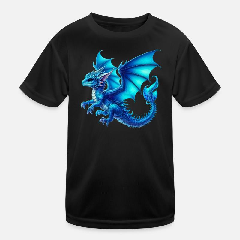 Drache - Kinder Funktions-T-Shirt - Schwarz