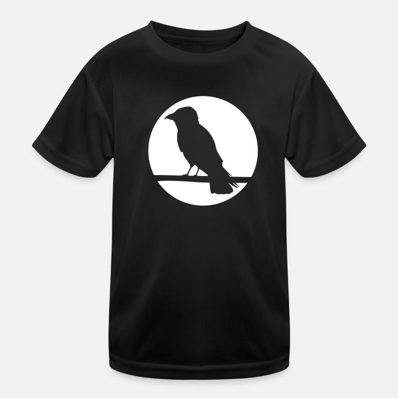 Krähe auf Ast Kinder Funktions-T-Shirt