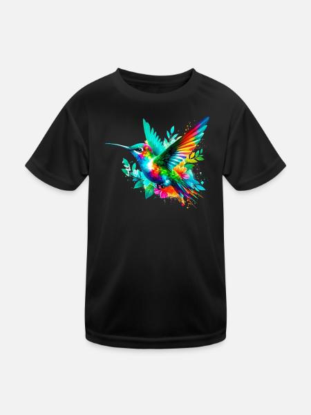 Kolibri - Kinder Funktions-T-Shirt - Schwarz - Vorne