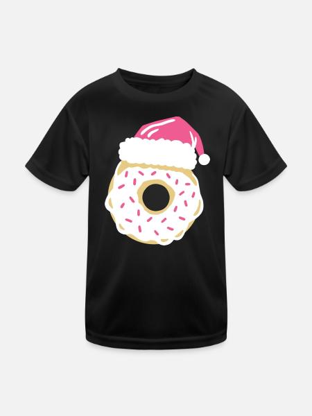 Donut Weihnachtsmütze - Kinder Funktions-T-Shirt - Schwarz